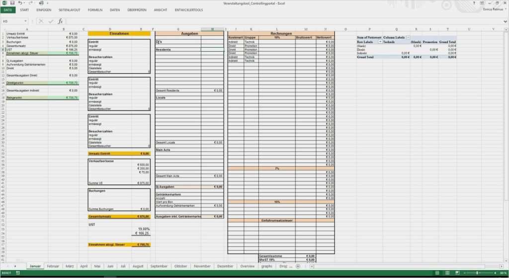 Materialliste Excel Vorlage Kostenlos Inspiration Controlling tool Für Veranstaltungs Und eventmanagement