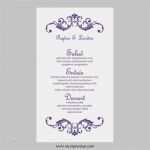 Menü Vorlage Hochzeit Gut Hochzeit Menü Karte Vorlage Vintage Rollen Lila Instant