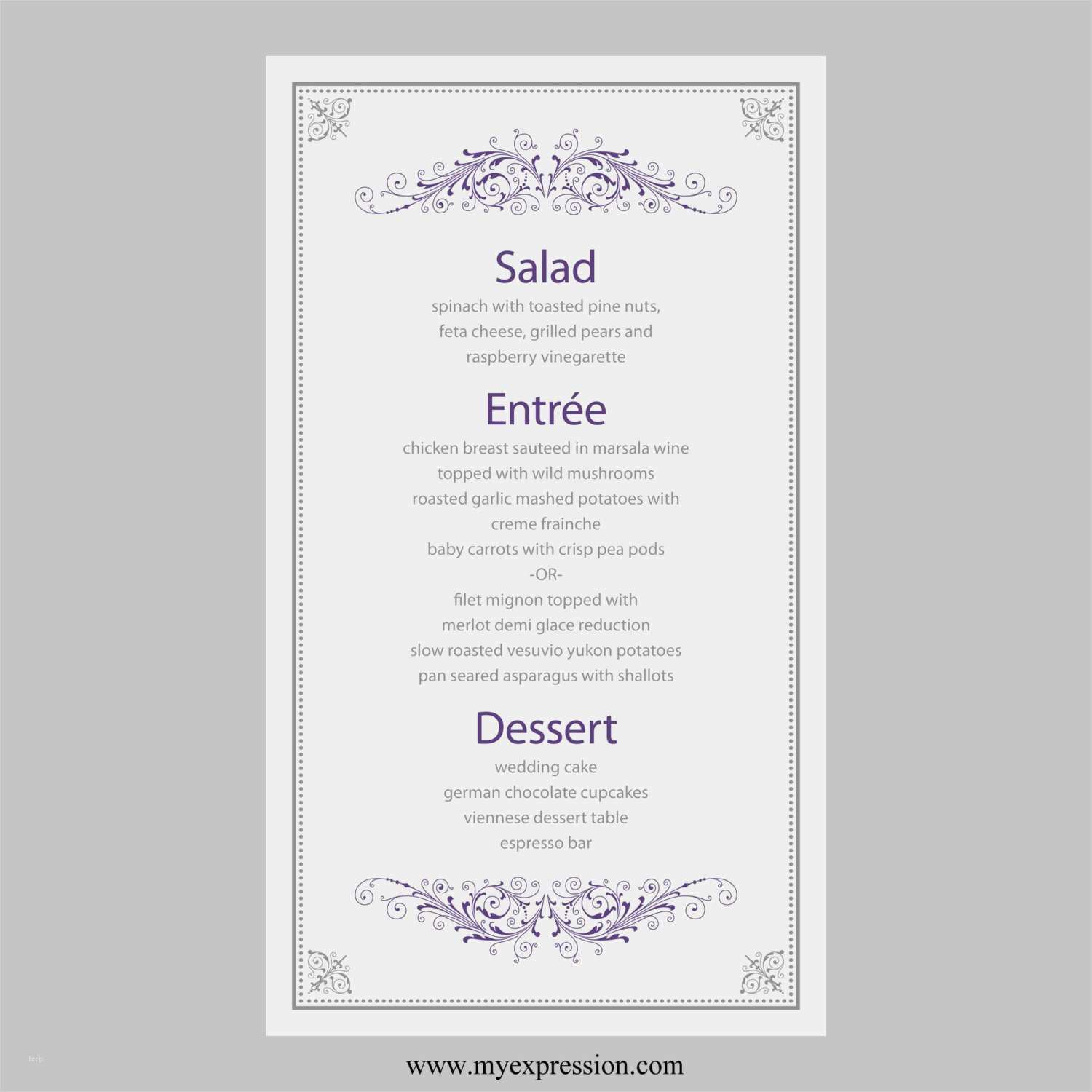 Menükarte Hochzeit Vorlage Word Fabelhaft Hochzeit Menü Karte Vorlage Vintage Filigree