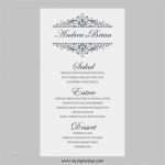 Menükarte Hochzeit Vorlage Word Süß Hochzeit Menü Karte Vorlage Vintage Filigree Schwarz