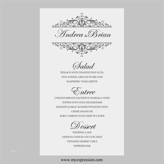 Menükarte Hochzeit Vorlage Word Süß Hochzeit Menü Karte Vorlage Vintage Filigree Schwarz