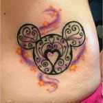 Mickey Mouse Tattoo Vorlage Bewundernswert Black Ink Mickey Mouse Head with Curls and Stars Tattoo On