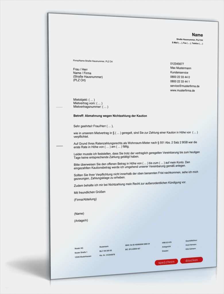 Miete Mahnung Vorlage Erstaunlich Abmahnung Mieter Nichtzahlung Kaution