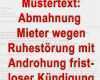 Mieter Zahlt Nicht Mahnung Vorlage Süß Mustertext Abmahnung Mieter Wegen Ruhestörung