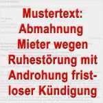Mieter Zahlt Nicht Mahnung Vorlage Süß Mustertext Abmahnung Mieter Wegen Ruhestörung