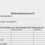 Mieterselbstauskunft Vorlage Kostenlos Cool Selbstauskunft Mieter Vorlage