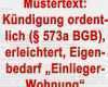 Mietvertrag Kündigen Wegen Eigenbedarf Vorlage Best Of Mustertext ordentliche Kündigung Eigenbedarf Einliegerwohnung