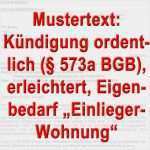 Mietvertrag Kündigen Wegen Eigenbedarf Vorlage Best Of Mustertext ordentliche Kündigung Eigenbedarf Einliegerwohnung