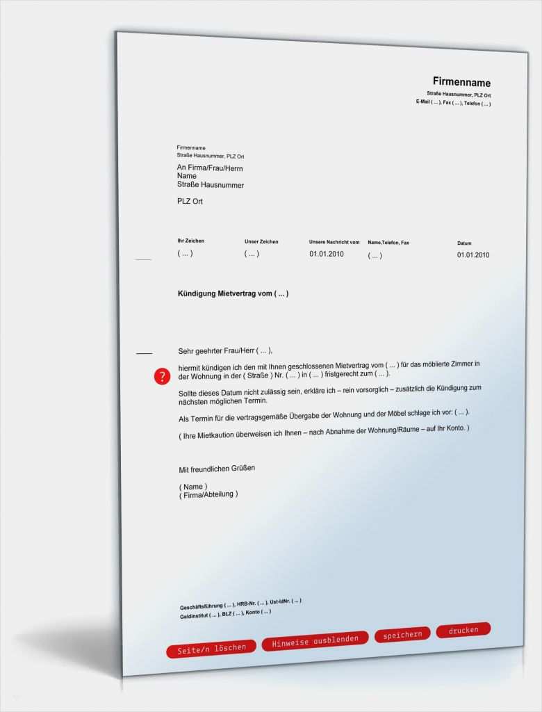 Mietvertrag Kündigen Wegen Eigenbedarf Vorlage Erstaunlich Kündigung Mietvertrag Vorlage