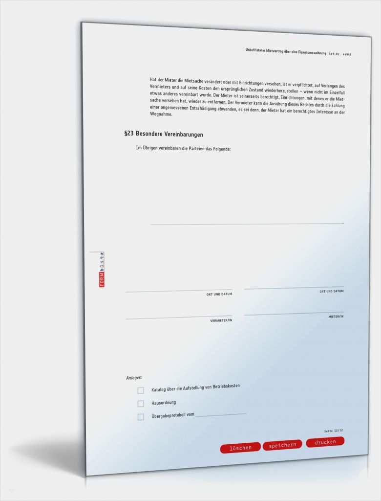 Mietvertrag Unbefristet Vorlage Cool Mietvertrag Eigentumswohnung