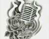 Mikrofon Tattoo Vorlage Best Of Grey Rose Flower and Microphone Tattoo Design