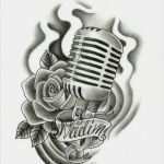Mikrofon Tattoo Vorlage Best Of Grey Rose Flower and Microphone Tattoo Design