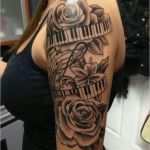 Mikrofon Tattoo Vorlage Cool Beautiful Rose Flowers with Piano Keys Tattoo Left Shoulder