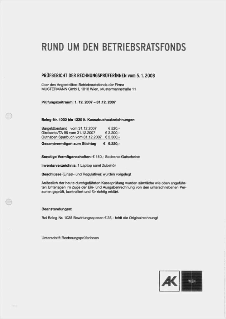 Minijob Arbeitsvertrag Vorlage Luxus Muster Für Den Prüfbericht Der Rechnungsprüfer Innen