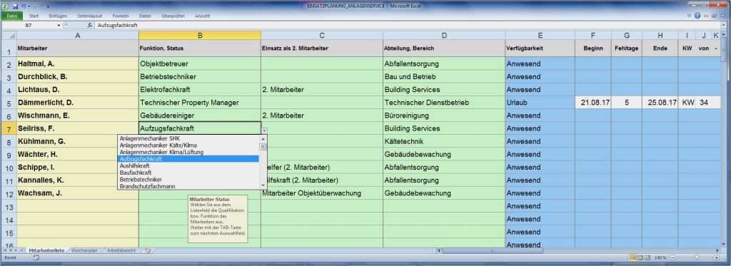 Mitarbeiter Wochenplan Vorlage Gut Mitarbeiter Einsatzplanung Gebäude Und Anlagenservice