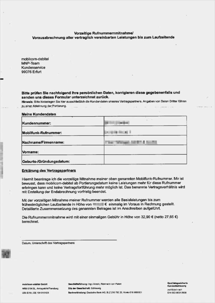 Mobilcom Kündigung Vorlage Erstaunlich Mobil Debitel Kündigung Rufnummernmitnahme Vorlage