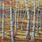 Mosaikbilder Vorlagen Luxus Autumn Birches Linda Biggers Mixed Media and Eggshell