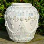 Mosaiksteine Basteln Vorlagen Einzigartig White Glass Mosaic and Ceramic Flower Vase