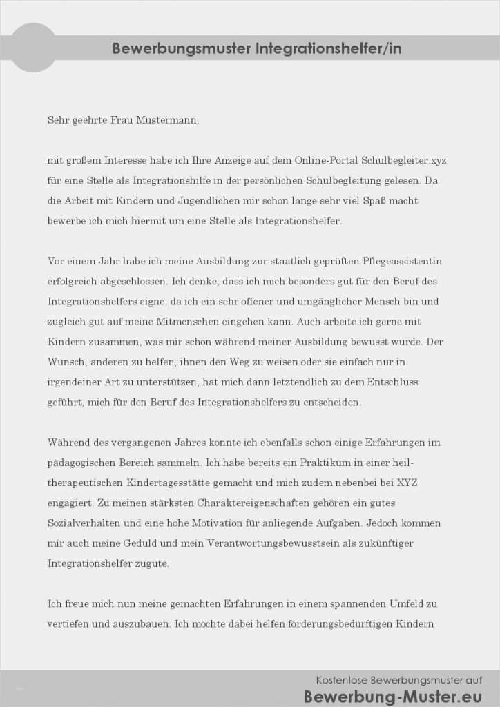 Motivationsschreiben Quereinsteiger Vorlage Erstaunlich Kostenlose Vorlage – Integrationshelfer Integrationshelferin