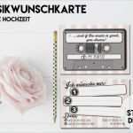 Musikwunschkarten Vorlage Wunderbar Einladungskarten 50 Musik Wunsch Karten Für Hochzeit