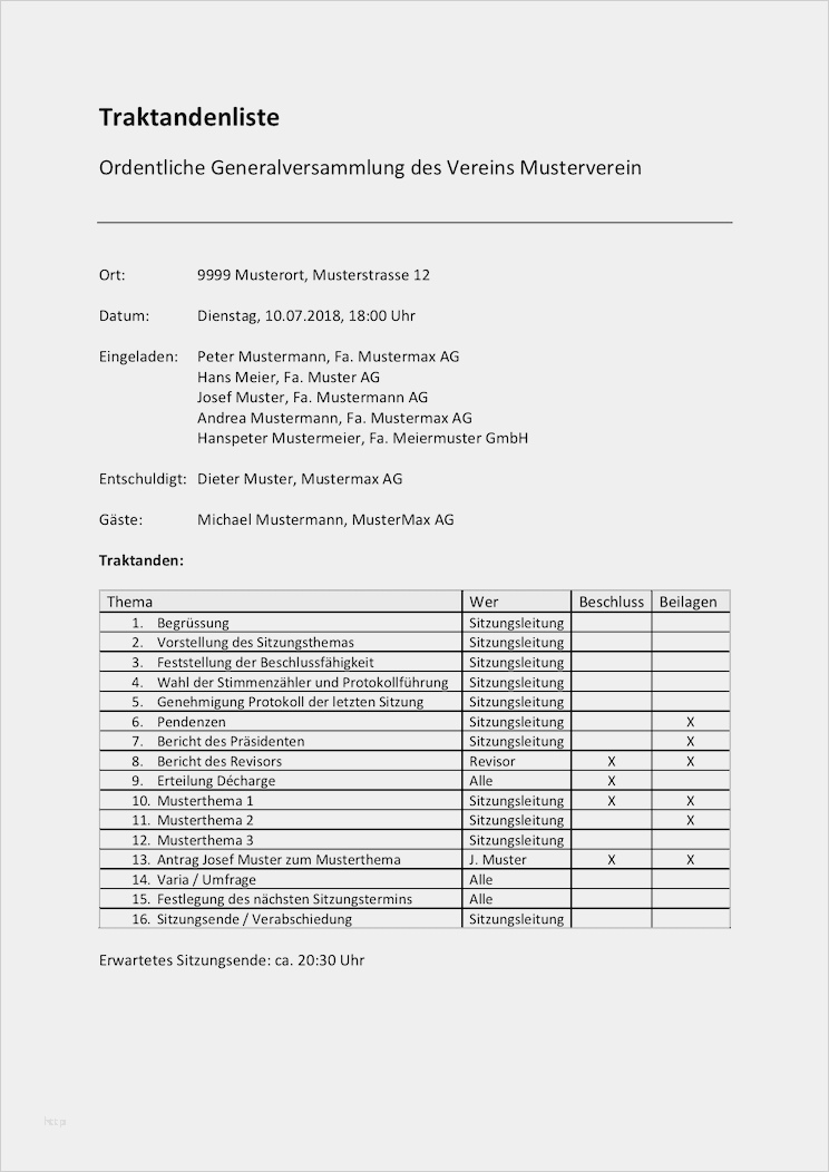 Muster Vorlage Dsgvo Wunderbar Traktandenliste Vorlage Muster Word format