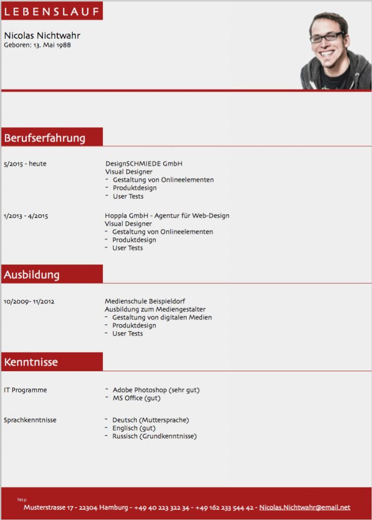 Muster Vorlage Lebenslauf Word Wunderbar Lebenslauf Muster 3 Rot Kostenlos En
