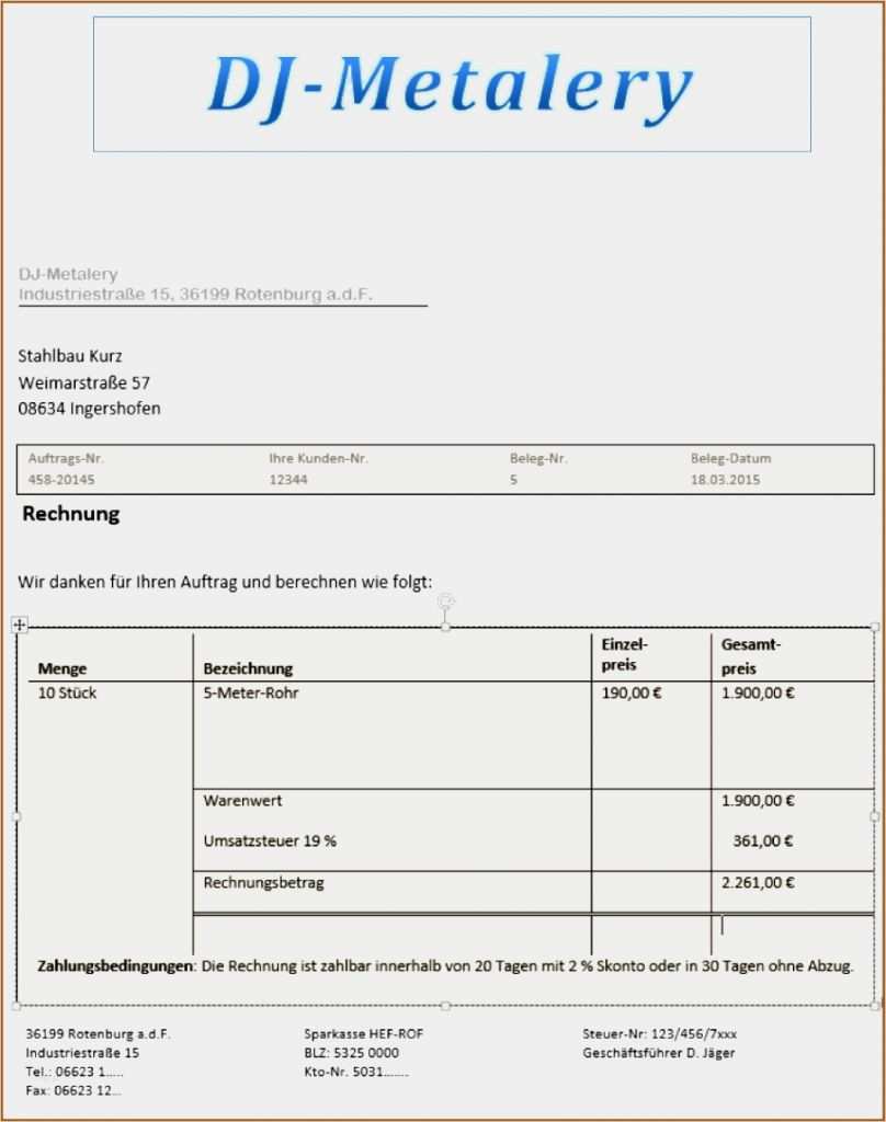 Muster Vorlage Rechnung Kleinunternehmer Cool 11 Rechnungsvorlage Dienstleistung Kleinunternehmer