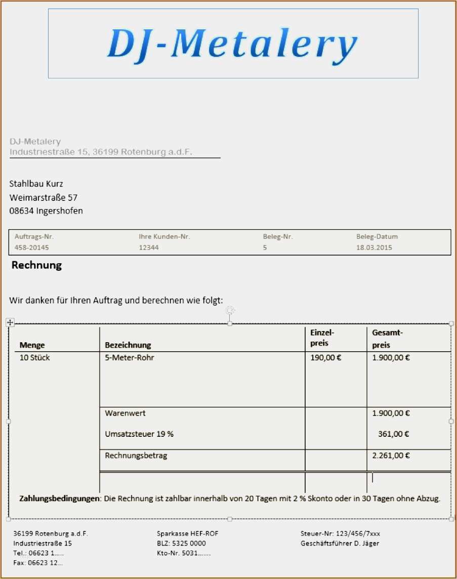 Muster Vorlage Rechnung Kleinunternehmer Cool 11 Rechnungsvorlage Dienstleistung Kleinunternehmer