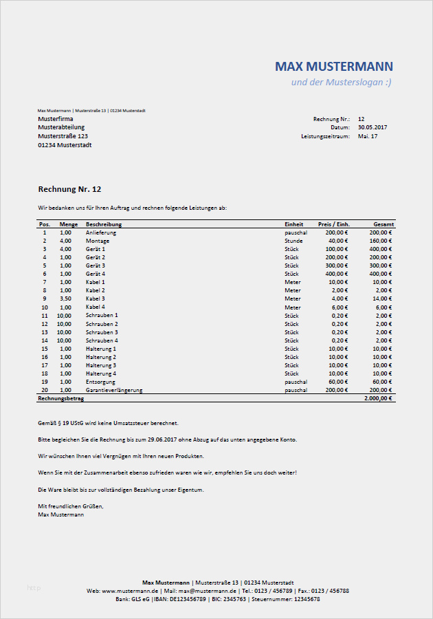 Muster Vorlage Rechnung Kleinunternehmer Süß Rechnung 13b Ustg Muster Rechnung Muster Rechnungsprofi