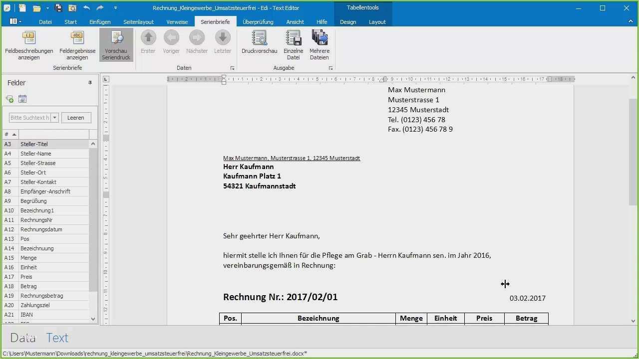 Musterrechnung Kleinunternehmer Word Vorlage Erstaunlich Musterrechnung Kleingewerbe Line Rechnun Musterrechnung