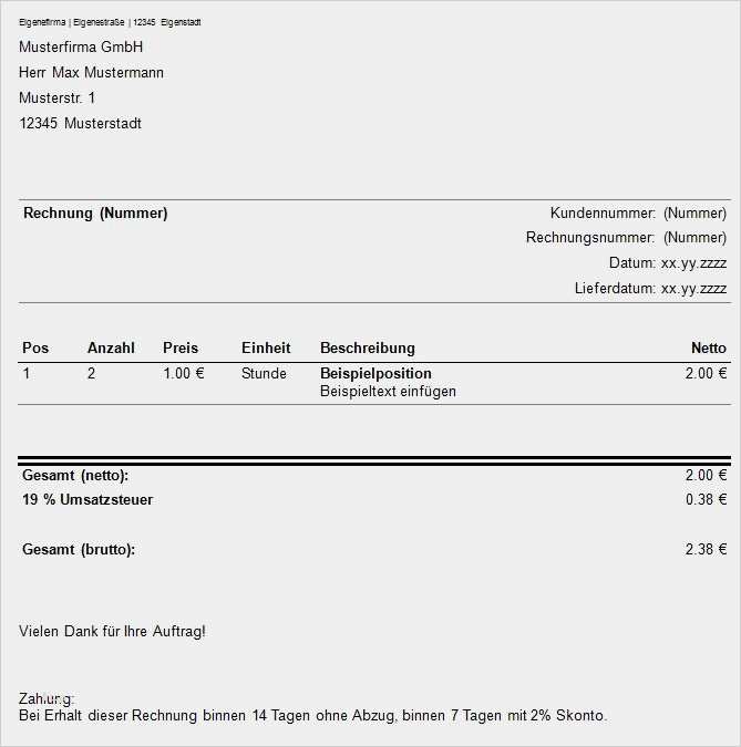 Musterrechnung Kleinunternehmer Word Vorlage Hübsch Musterrechnung Kleinunternehmer › Rechnungsvorlage