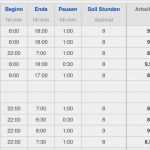 Numbers Vorlagen Zeiterfassung Wunderbar Vorlage Zur Dokumentation Der Täglichen Arbeitszeit Excel