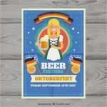 Oktoberfest Plakat Vorlage Kostenlos Angenehm Spaß Oktoberfest Plakat Mit Flacher Frau Und Flagge