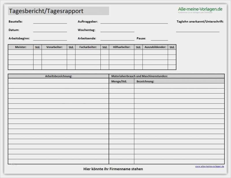 tagesrapport tagesbericht vorlage