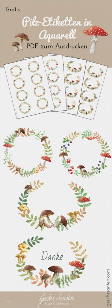 Ordnerrücken Aufkleber Vorlage Erstaunlich Gratis Etiketten Zum Ausdrucken Pdf Pilze Und Kürbis