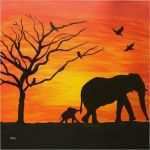 Pastellmalerei Vorlagen Einzigartig Elephant Sunset Painting Canvas Decor Animals Silhouette