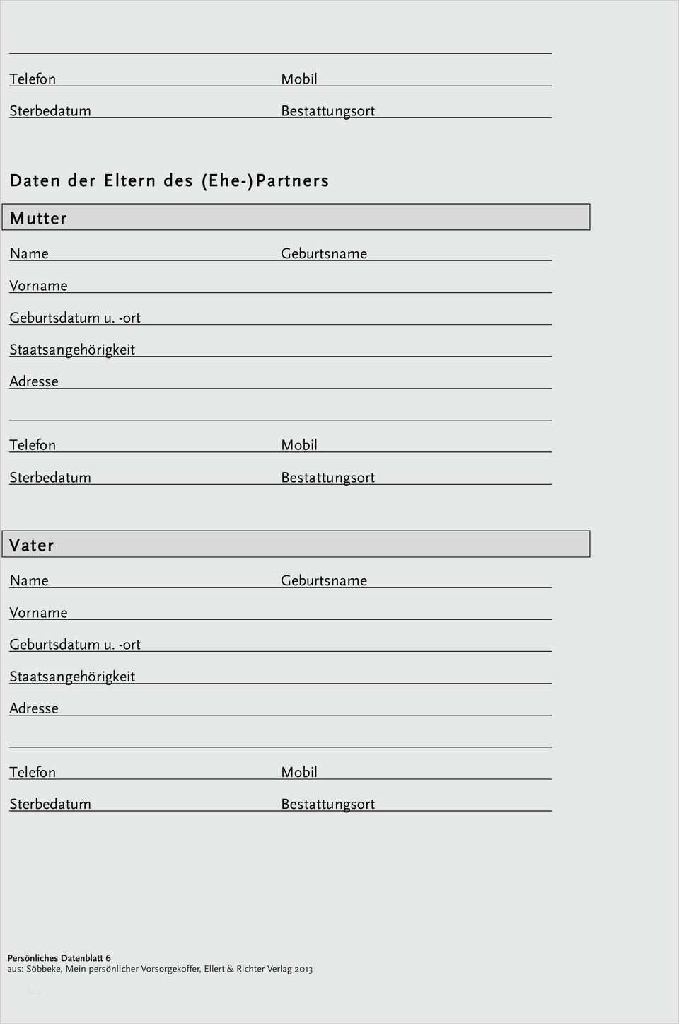 Personaldatenblatt Vorlage Schönste Mein Persönlicher Vorsorgekoffer Checklisten Vollmachten