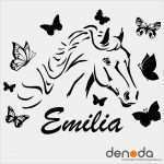 Pferde Scheren Muster Vorlagen Angenehm Pferd Mit Schmetterlingen Wunschname Wandtattoo