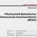Pflichtenheft Vorlage Pdf Luxus Pflichtenheft Betrieblicher Datenschutz Verantwortlicher
