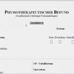 Physiotherapie Befund Vorlage Elegant Physiotherapeutischer Befund orthopä Und