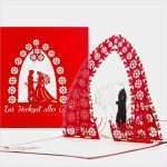 Pop Up Karte Hochzeit Vorlage Fabelhaft Pop Up Karte torbogen "zur Hochzeit Alles Gute" Rot
