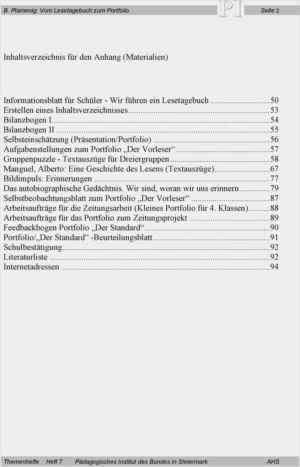 Portfolio Erstellen Vorlage Erstaunlich Vom Lesetagebuch Zum Portfolio Pdf