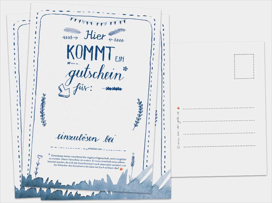 Postkarte Beschriften Vorlage Genial Gutschein Coupon Postkarte Geburtstagsgeschenk Karten