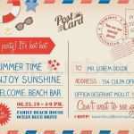 Postkarte Vorlage Post Beste Vintage sommer Urlaub Postkarte Hintergrund Vorlage Für