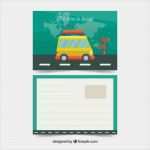 Postkarte Vorlage Post Einzigartig Flache Reise Postkarte Vorlage Mit Dem Auto