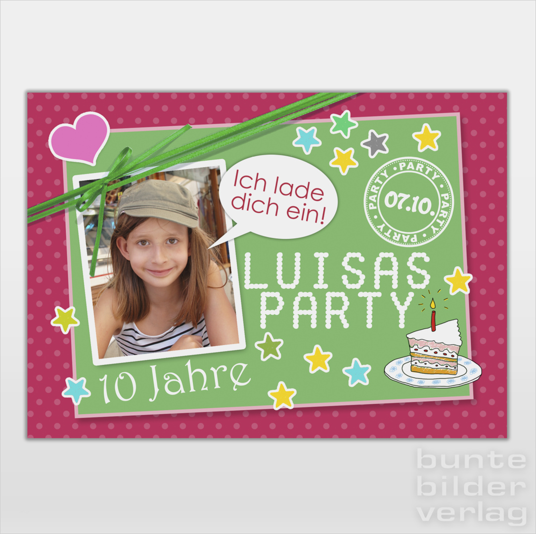 Postkartenformat Vorlage Beste Einladung Kindergeburtstag &quot;sternchen&quot; Bunte Bilder Shop