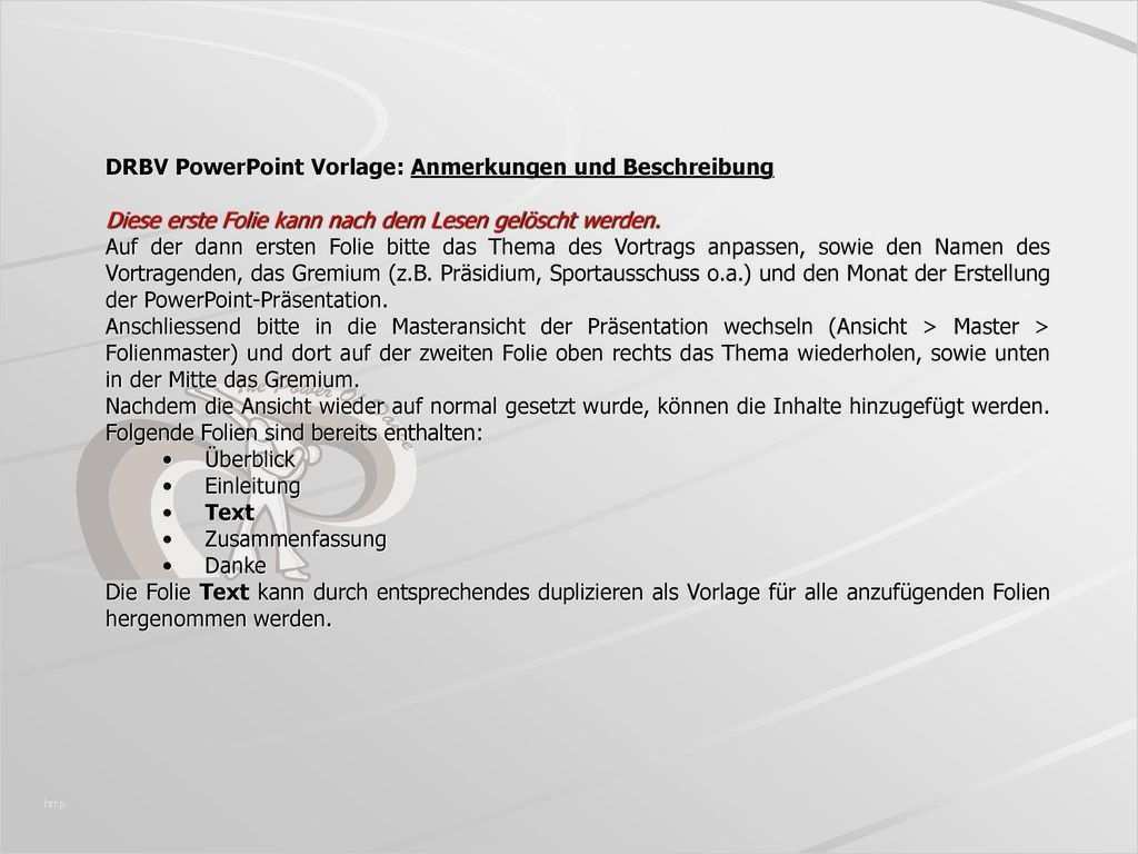 Powerpoint Folien Vorlage Wunderbar Drbv Powerpoint Vorlage Anmerkungen Und Beschreibung