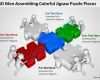 Powerpoint Vorlage Puzzle Gut 3d Men assembling Colorful Jigsaw Puzzle Pieces Ppt