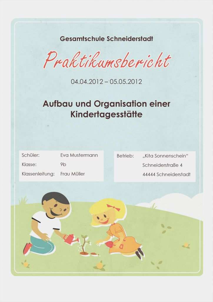 Praktikumsbericht Vorlage Pdf Wunderbar Praktikumsmappe Deckblatt Vorlage