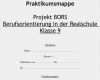 Praktikumsmappe Vorlage Realschule Hübsch Praktikumsmappe Projekt Bors Berufsorientierung In Der